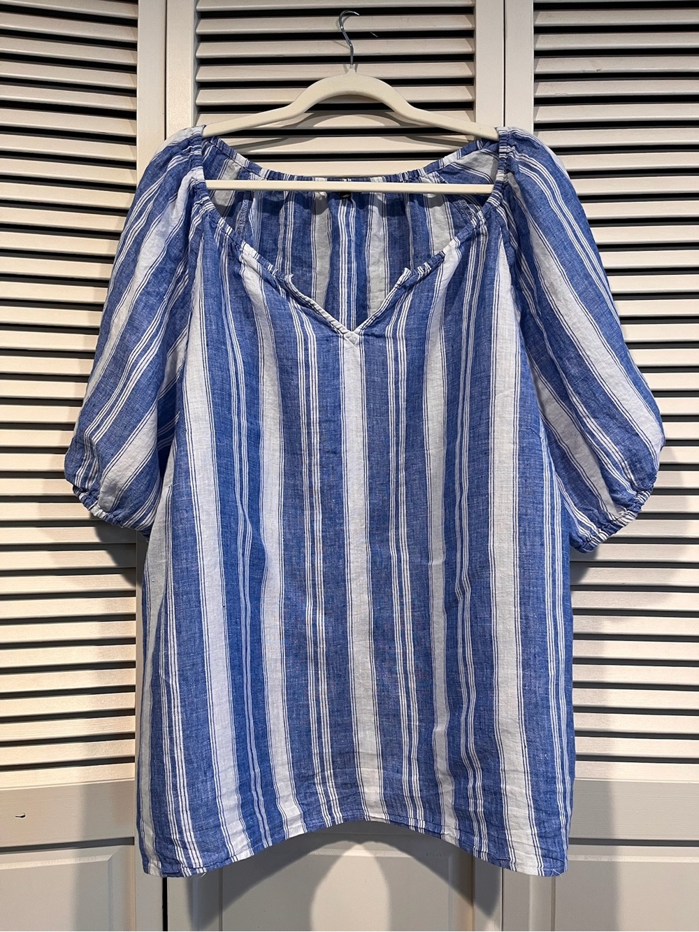 Talbots Blue and White Striped Peasant Tunic